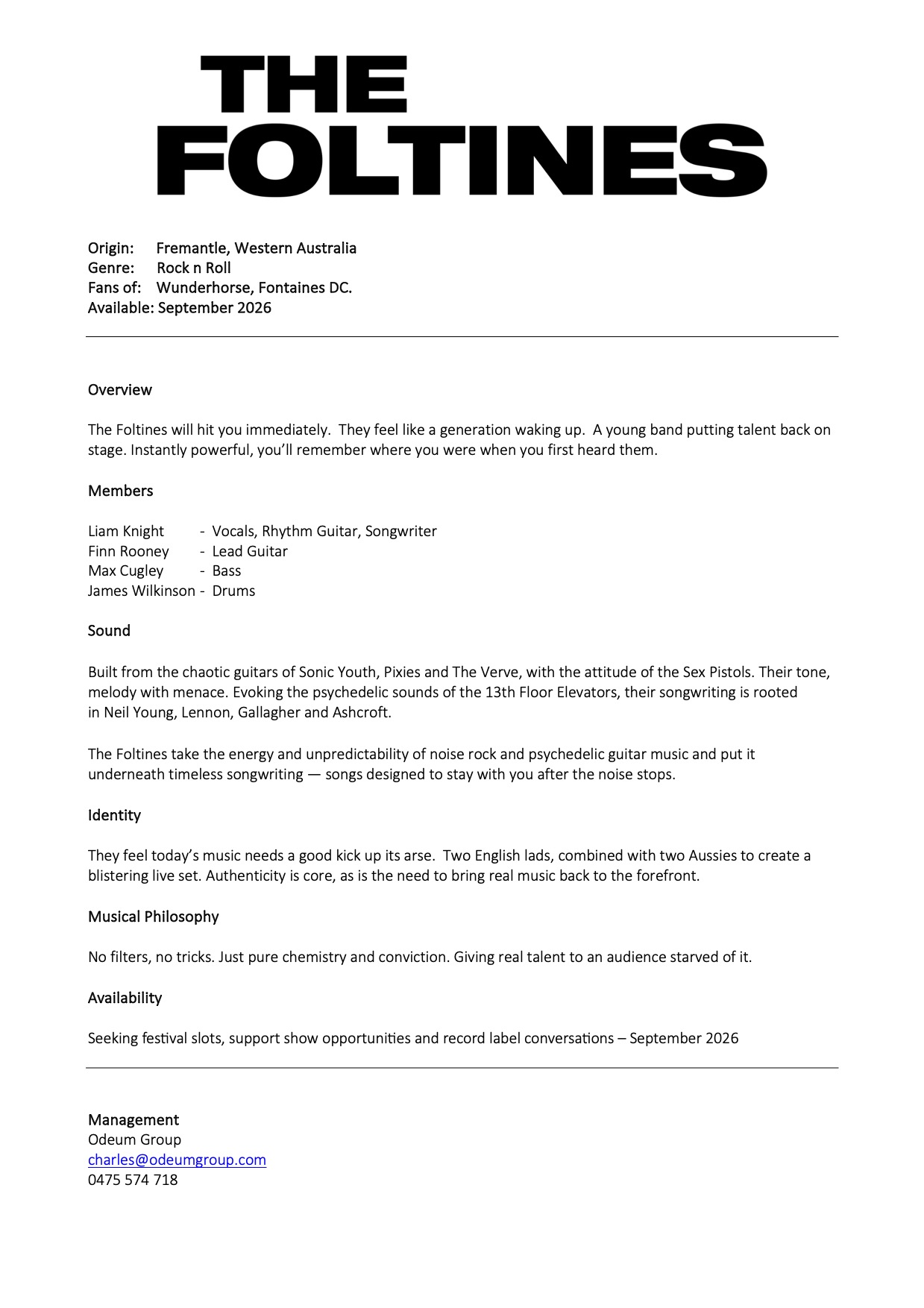 Preview of The Foltines Press Kit